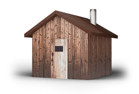 a wooden sauna