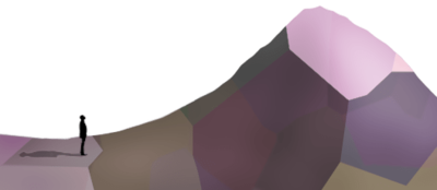 "Person looking at mountain"