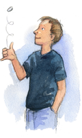a boy flipping a coin