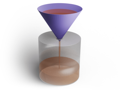 picture of a cone and a cylinder with the same radius
