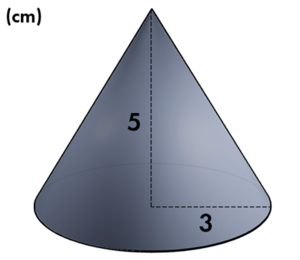 a cone with a radius of 3 centimeters and a height of 5 centimeters